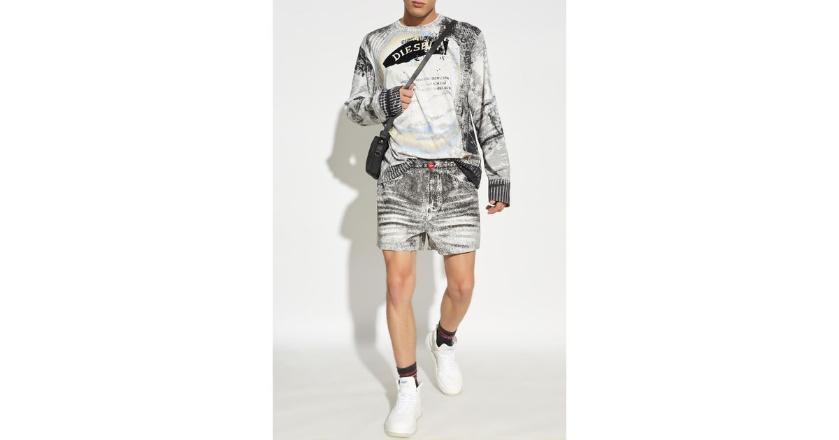 DIESEL T-Shirt T-Crane-Ls-S4 in Gray for Men | Lyst