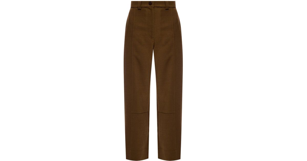 See By Chloé Wool Straight Leg Trousers in Brown - Lyst