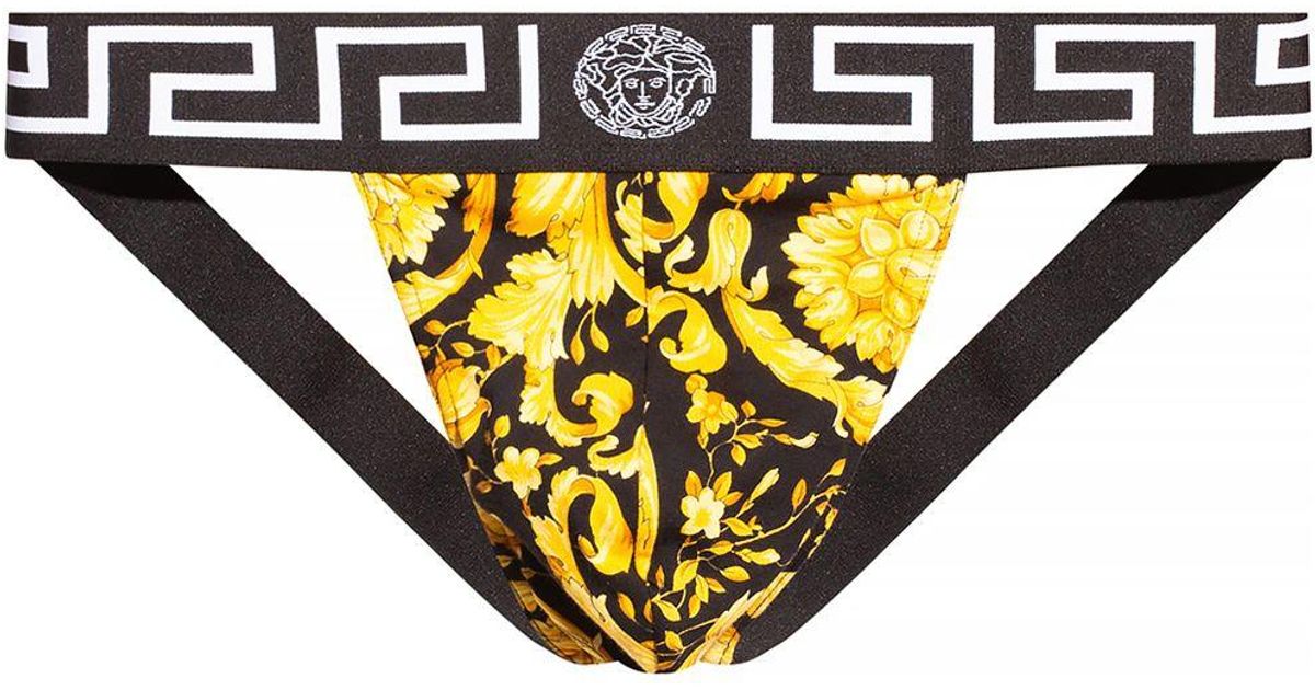 Versace Baroque Print Jockstrap in Black for Men | Lyst