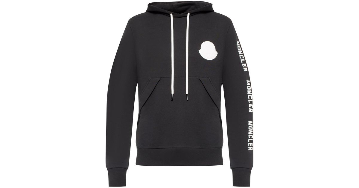 Moncler Cotton Hooded Sweatshirt in Black for Men Lyst