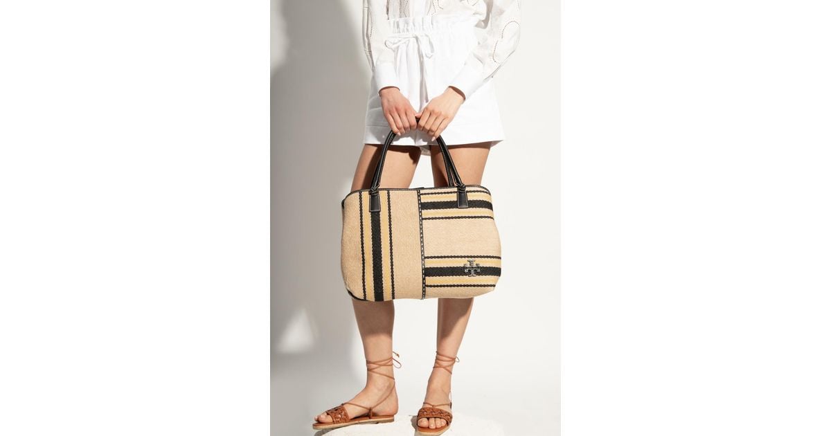 Tory Burch 'Mcgraw' Woven Hand Bag in Natural | Lyst