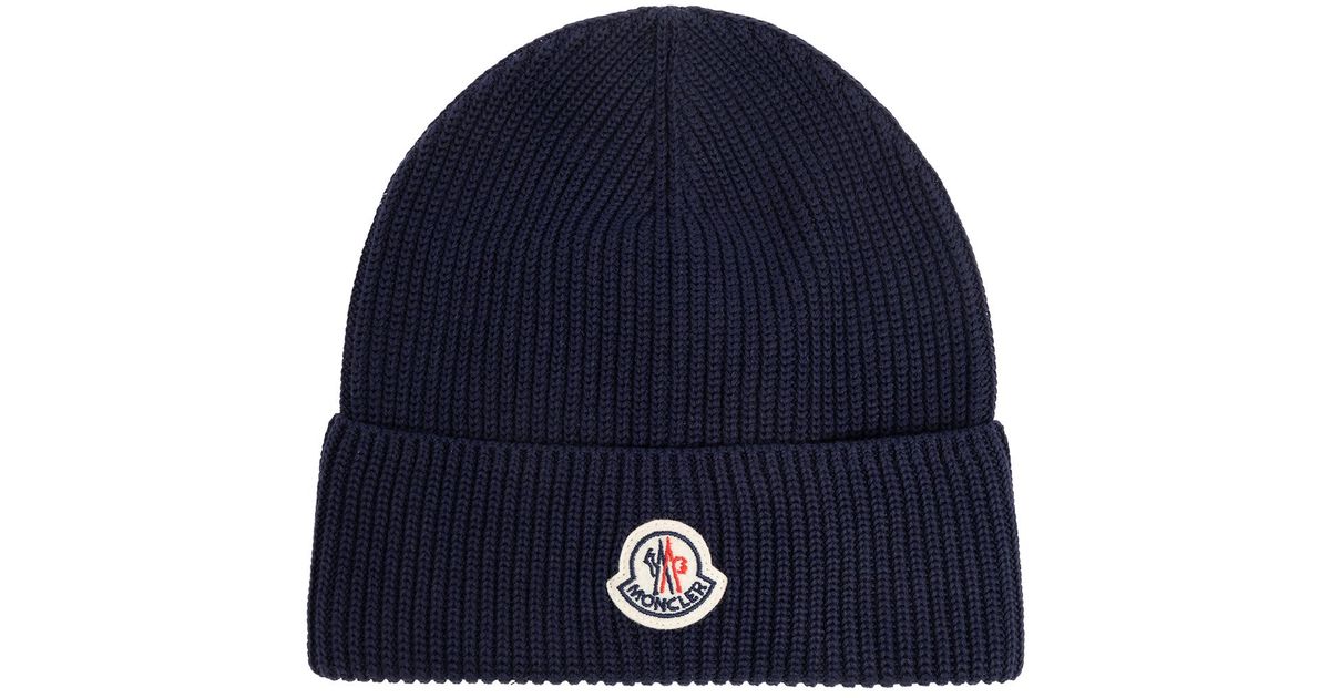 Moncler Cotton Beanie in Blue for Men Lyst Canada