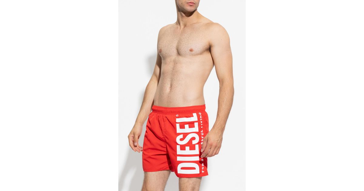 DIESEL 'bmbx-wave-wf' Swim Shorts in Red for Men | Lyst