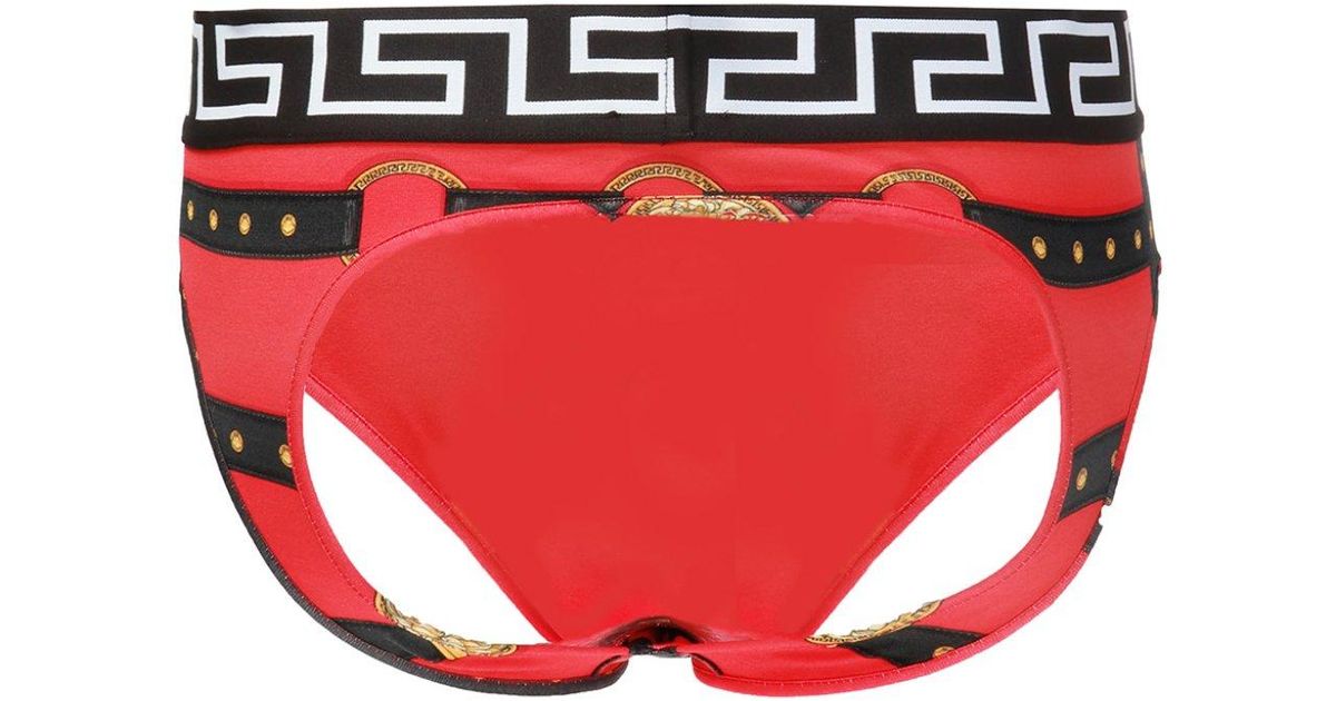 Versace Cotton Medusa Head Jockstrap Red for Men Lyst