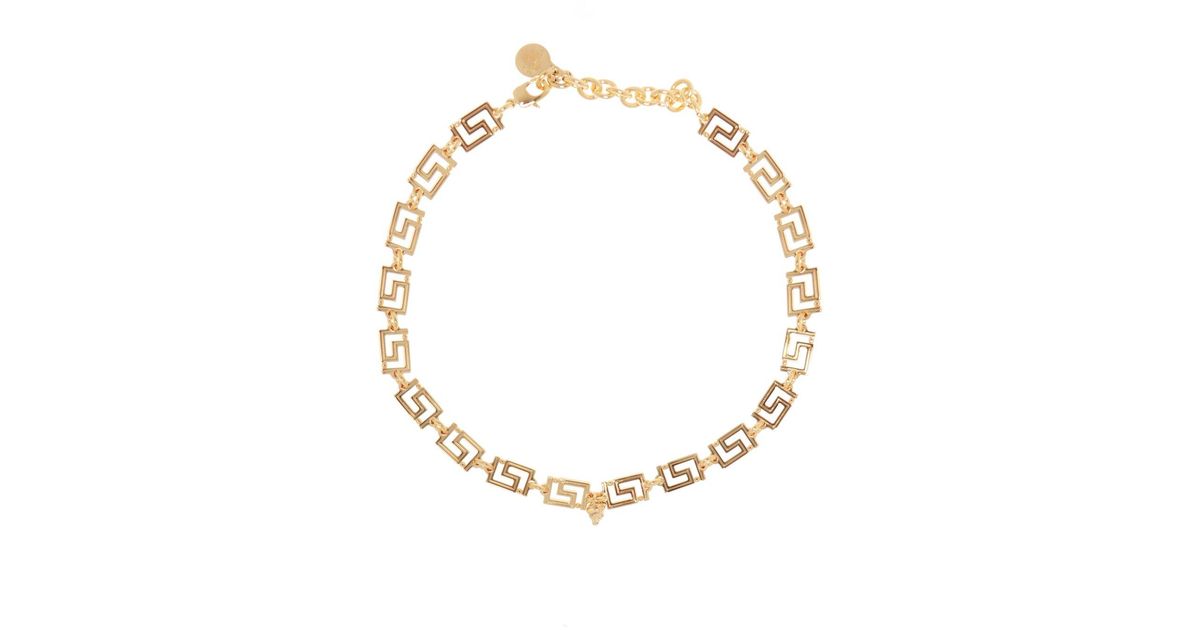 Versace Greek Key Pattern Necklace in Metallic for Men | Lyst