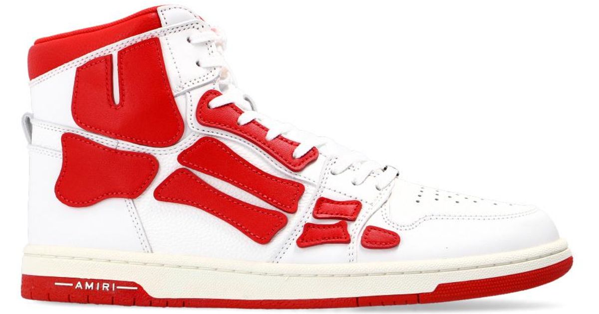 Amiri Leather 'skel' High-top Sneakers in Red for Men - Lyst