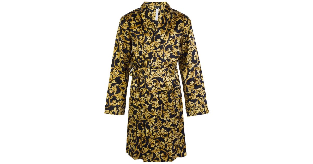 Versace Silk Baroqueprinted Dressing Gown in Gold (Metallic) for Men