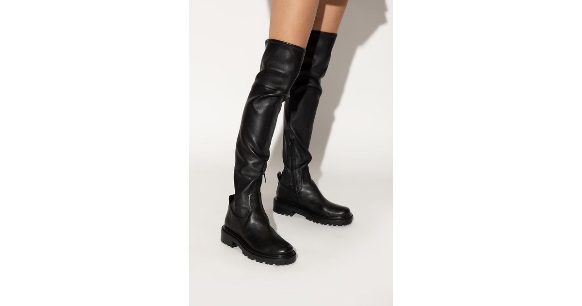 Tory Burch Leather 'utlility Lug' Over-the-knee Boots in Black | Lyst