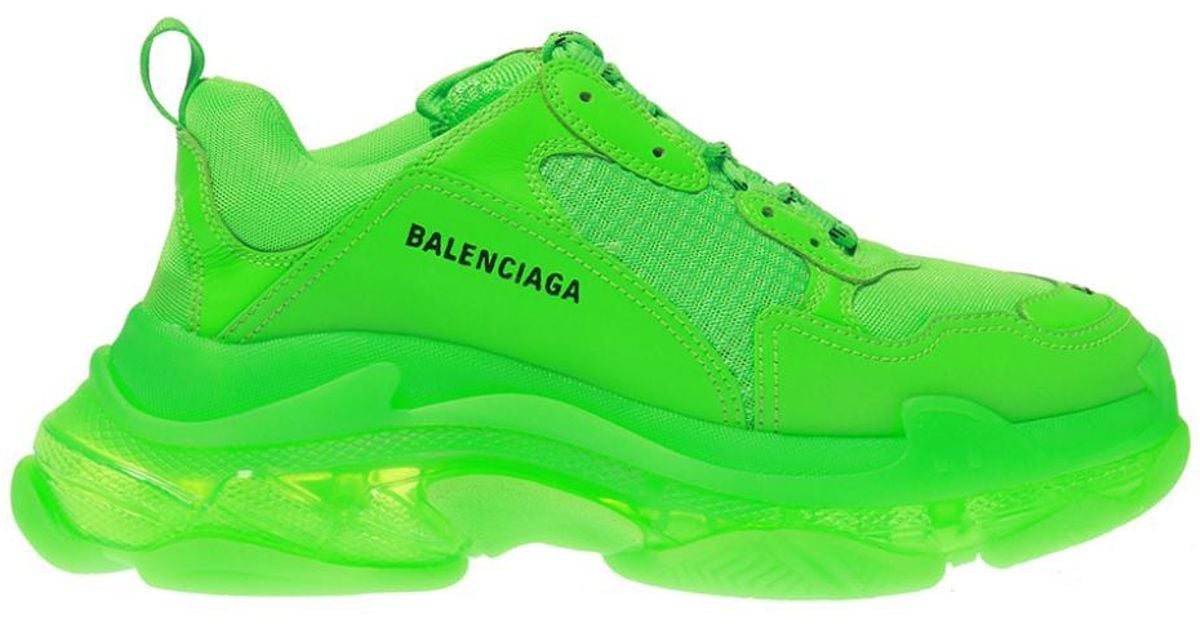 Balenciaga Men's Triple S Mesh & Leather Clear-sole Sneakers in Green ...
