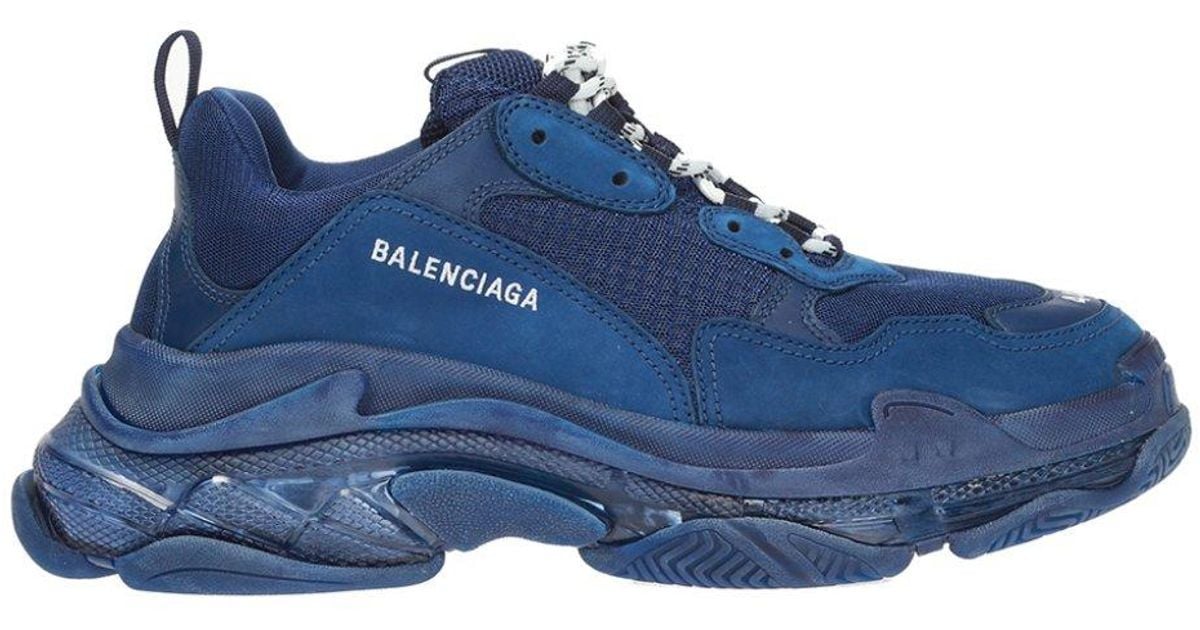 Balenciaga Leather 'triple S' Sneakers in Navy Blue (Blue) for Men - Lyst