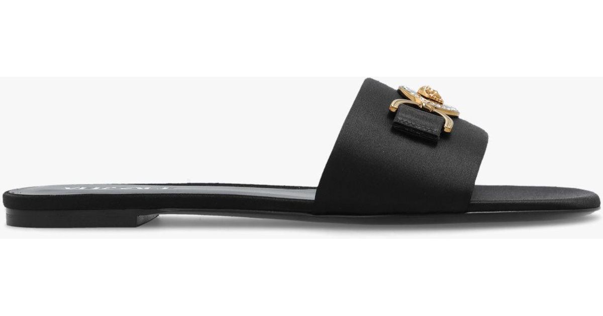 Versace Satin Slides in White Lyst