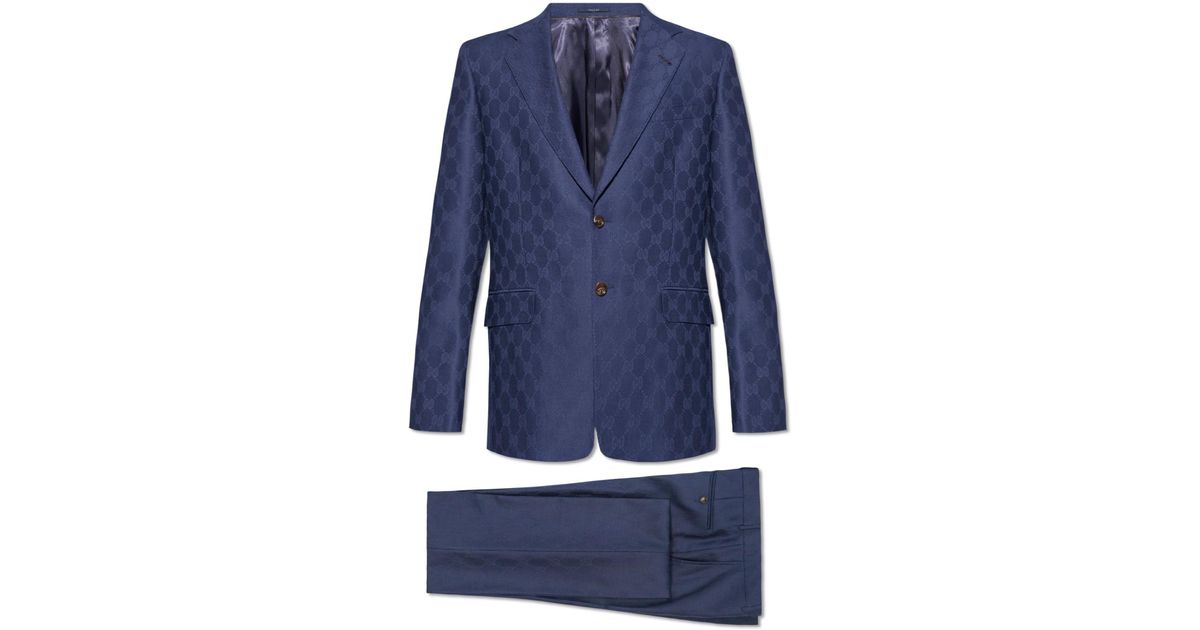 Gucci Wool Suit With Monogram in Blue for Men | Lyst