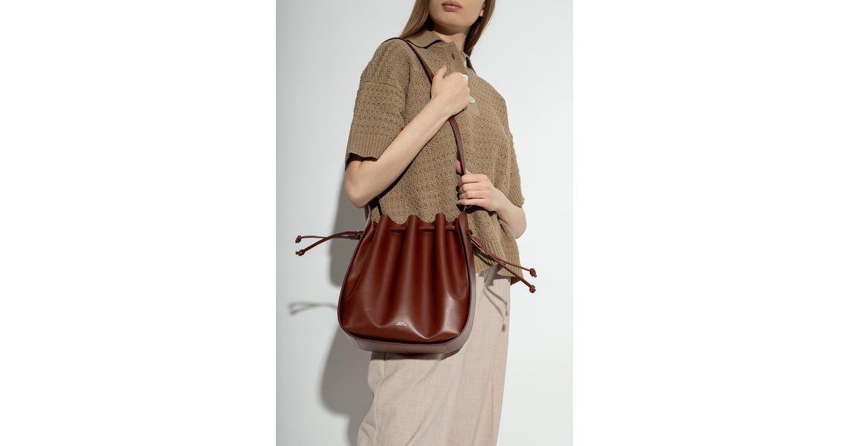 A.P.C. Leather 'courtney' Bucket Bag in Brown Lyst