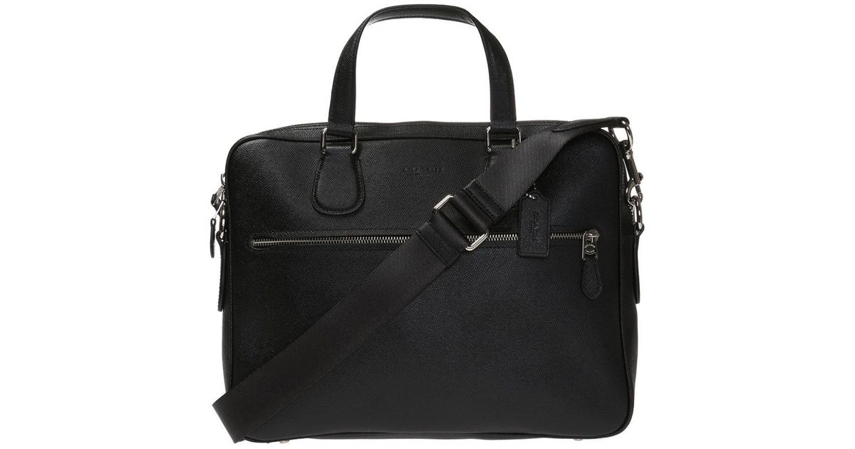 COACH Leather Laptop Bag With Embossed Logo in Black for Men | Lyst UK