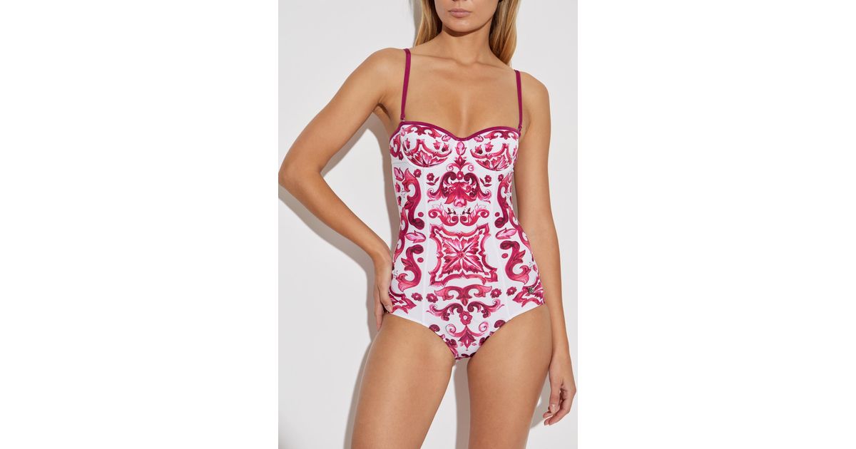 Dolce Gabbana Suit With Majolica Pattern in Pink Lyst