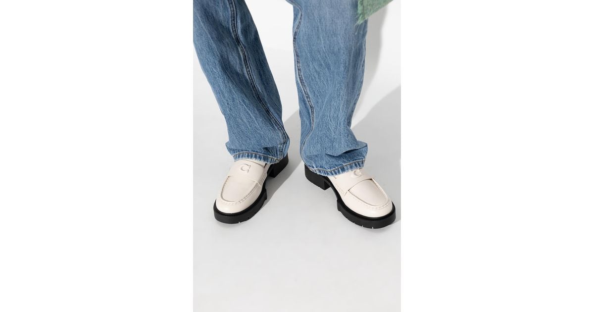 COACH Leather 'leah' Loafers in Cream (Blue) Lyst