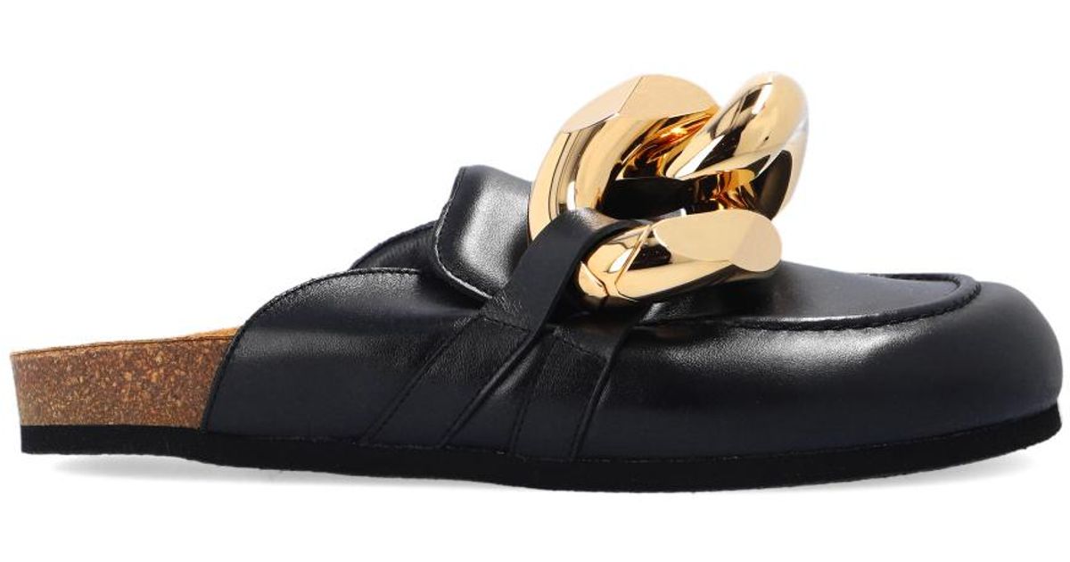 JW Anderson Leather Slides in Black - Lyst