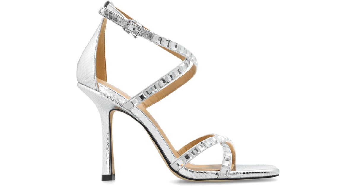 MICHAEL Michael Kors 'celia' Heeled Sandals in Metallic | Lyst