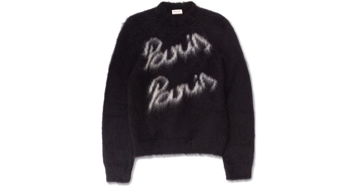 Saint Laurent Mohair Sweater in Black | Lyst