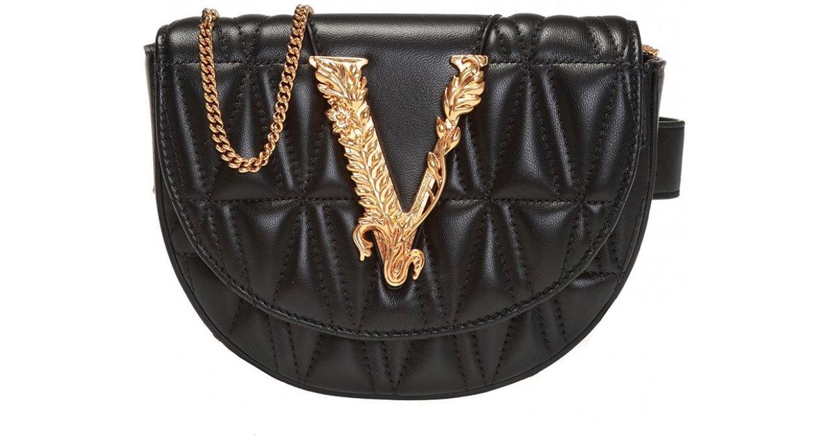 Versace Leather 'virtus' Belt Bag Black Lyst