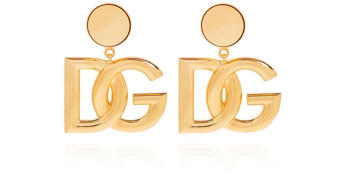 Dolce & Gabbana Logo-Shaped Clip-On Earrings in Metallic