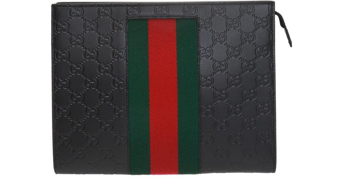 Gucci Web Stripe Clutch in Black for Men