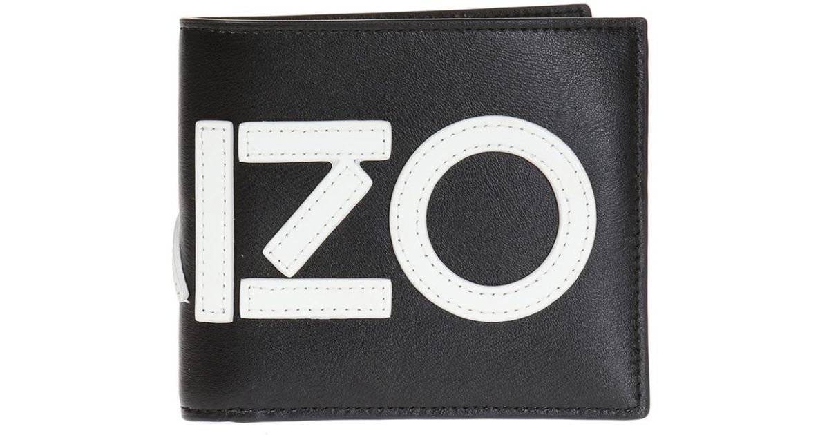 KENZO Bifold Leather Wallet With Logo in Black for Men Save 39 Lyst