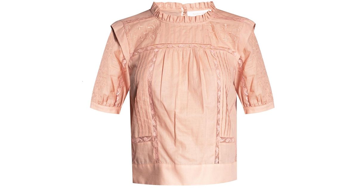 See By Chloé Cotton Short-sleeved Top Pink - Lyst