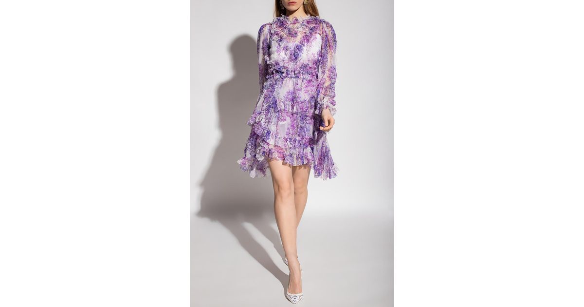オールインワン・サロペット Dolce & Gabbana Violet Dress With Round Neck Dolce & Gabbana Violet Dress With Round Neck And All-over