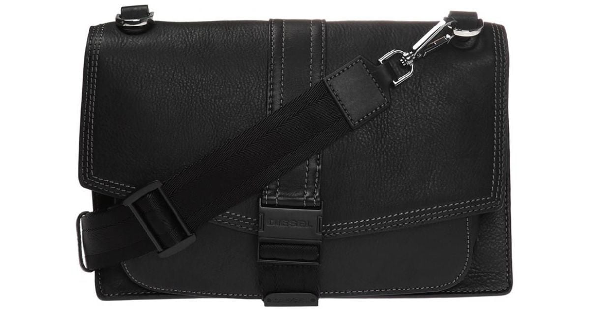 DIESEL Leather Shoulder Bag in Black - Save 100% - Lyst