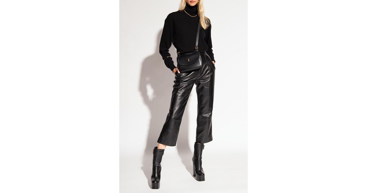 Saint Laurent Leather Trousers in Black Lyst