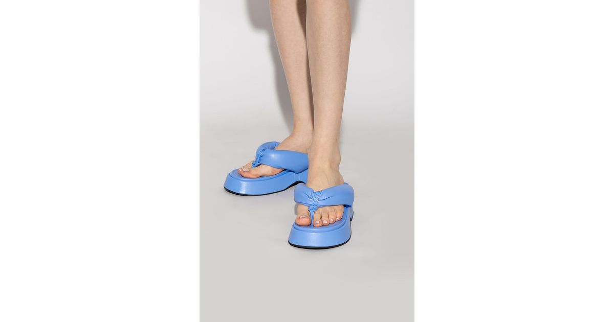 Ganni Platform Slides in Blue - Lyst