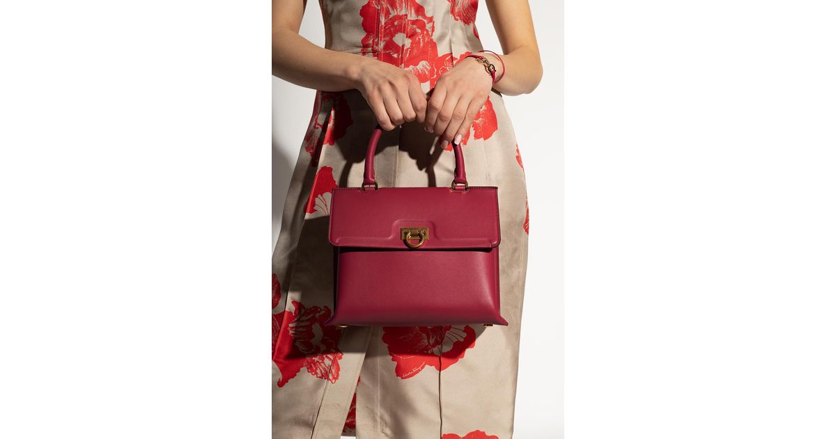 Ferragamo Leather Shoulder Bag in Burgundy (Red) | Lyst