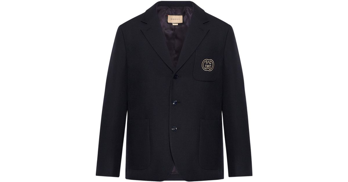 Gucci Blazer With Monogram, in Blue for Men Lyst