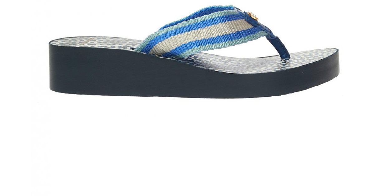 tory burch flip flops blue