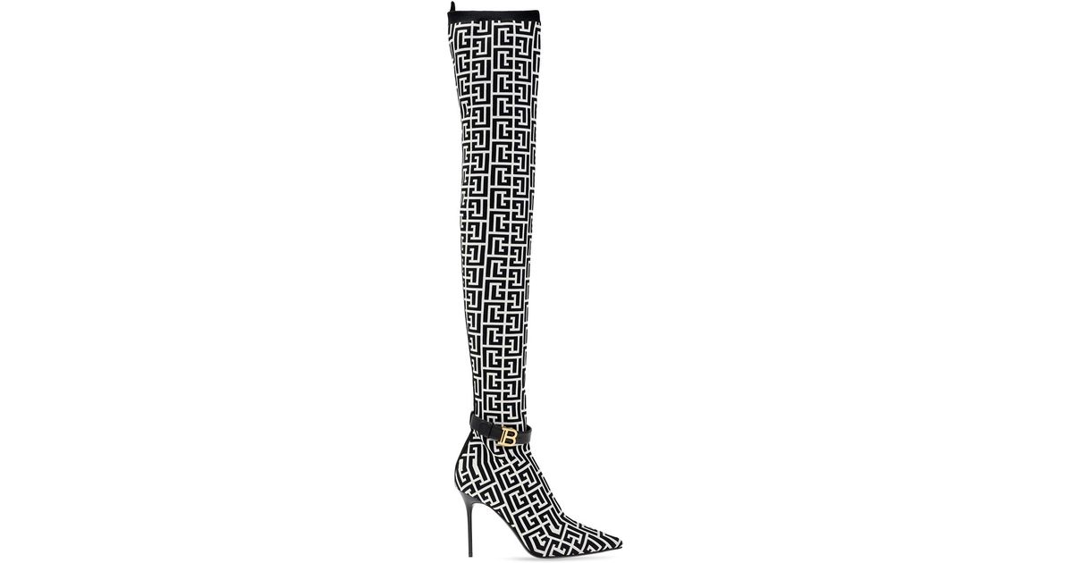 Balmain Leather 'raven' Over-the-knee Boots in Black | Lyst UK