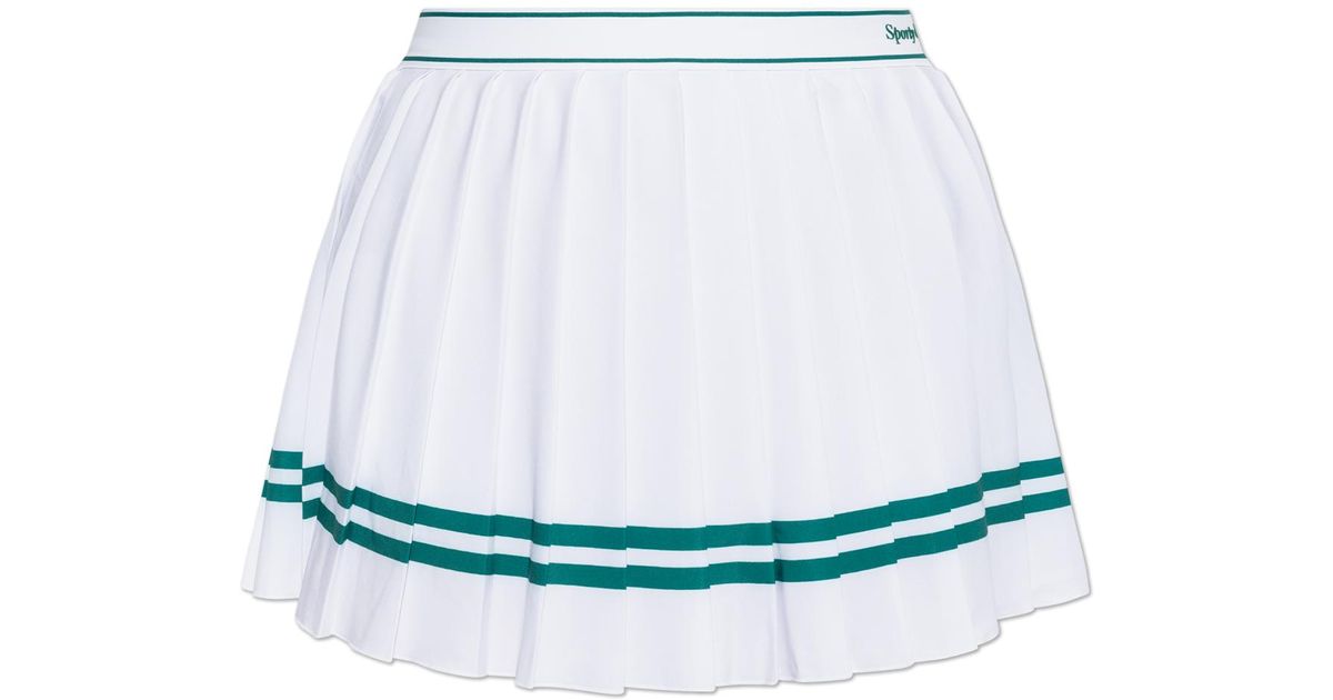 Sporty & Rich Vendome Script Pleated Skirt in White
