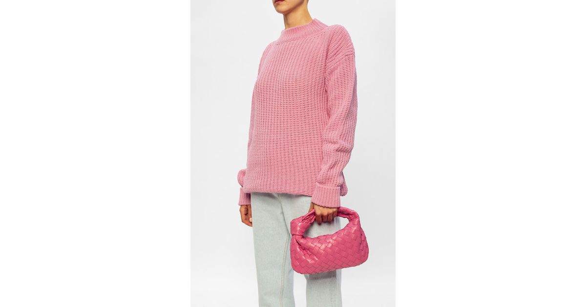 Sparen Sie 12% Damen Taschen Schultertaschen Bottega Veneta Denim Jodie Mini Tote Aus Shearling Mit Knoten in Pink 