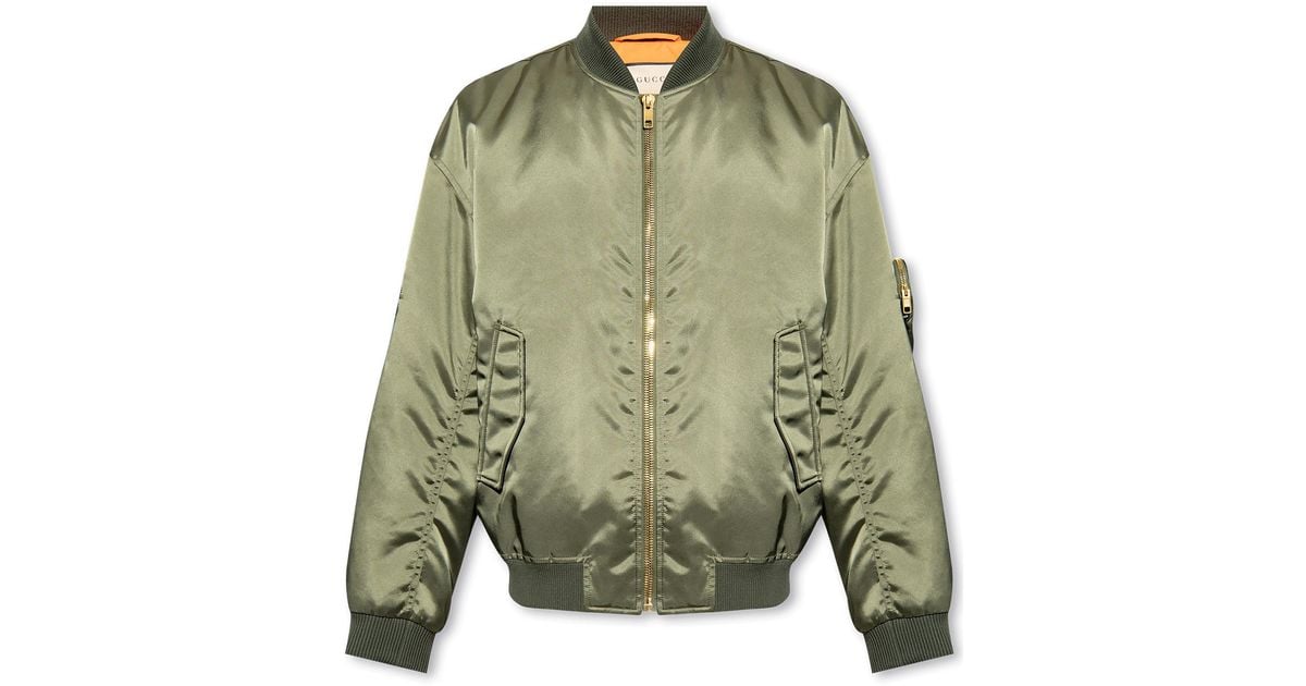 Gucci Satin Bomber Jacket in Green for Men Lyst UK