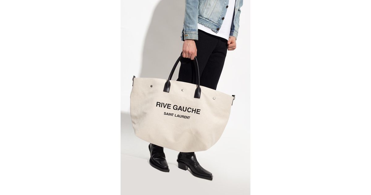 Saint Laurent Cotton 'rive Gauche Maxi' Shopper Bag in Cream 