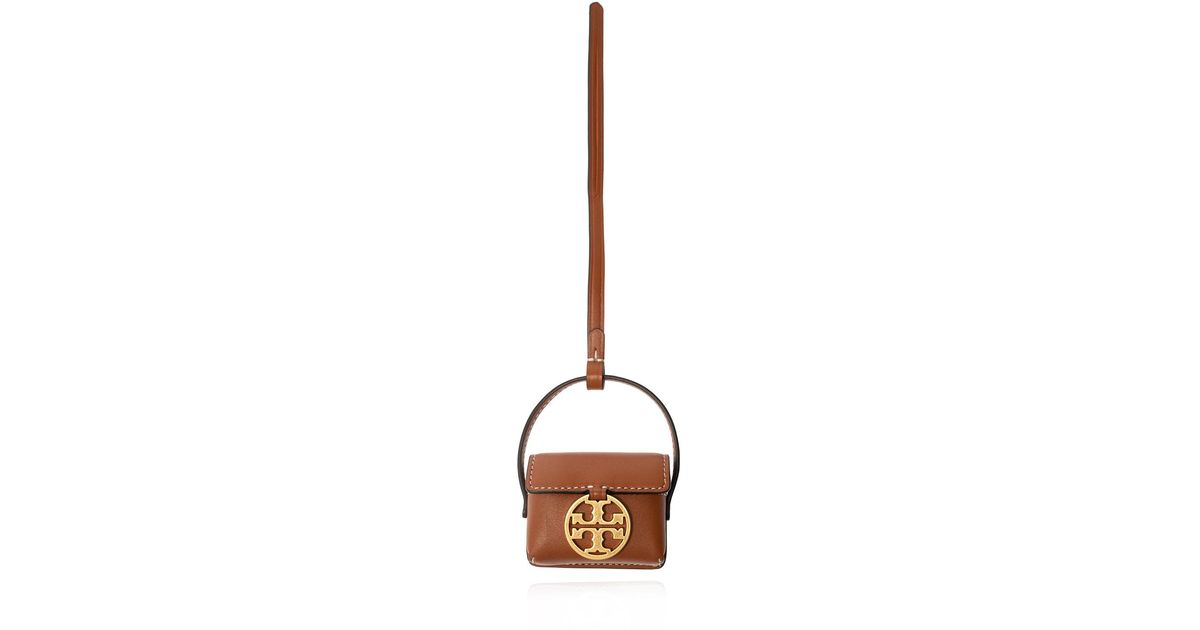 Tory Burch Leather Miller Case For Airpods | Lyst