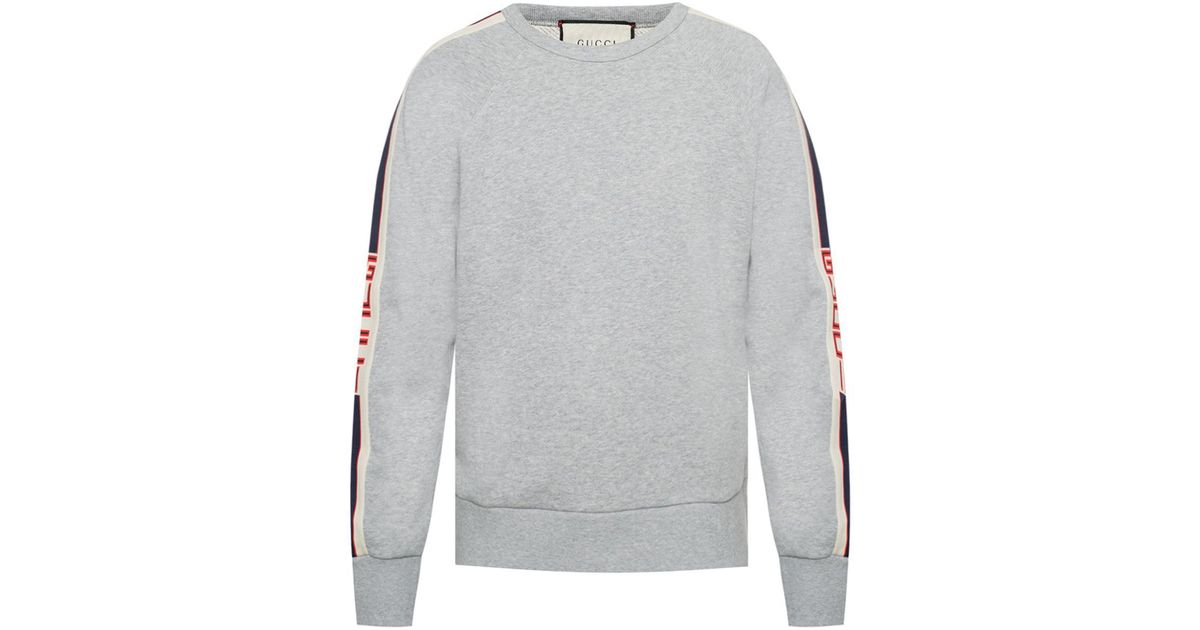 Gucci Cotton Crewneck Sweatshirt in Grey (Gray) for Men | Lyst