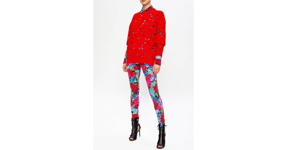 red versace leggings