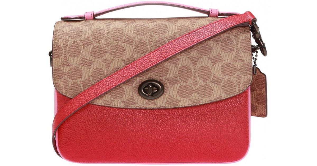 COACH Leather 'cassie' Shoulder Bag With Logo in Red - Lyst