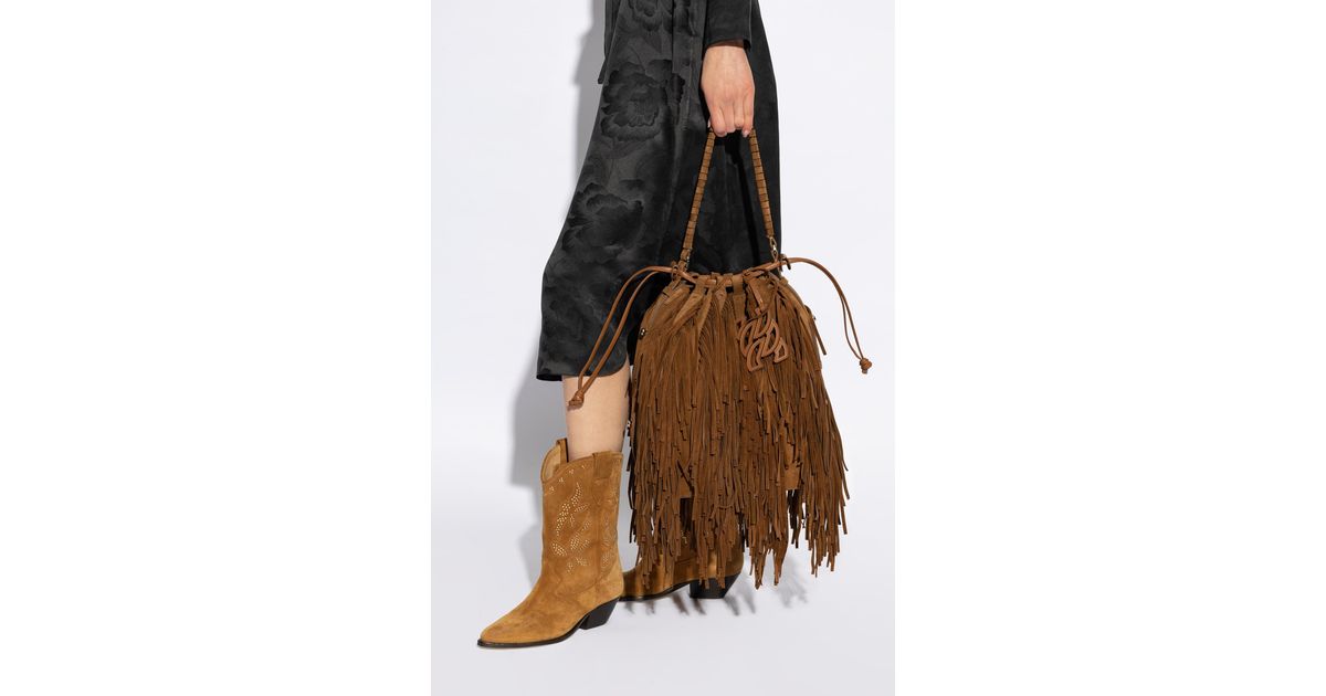 Charm Bucket in Saddle Brown Suede main image 1