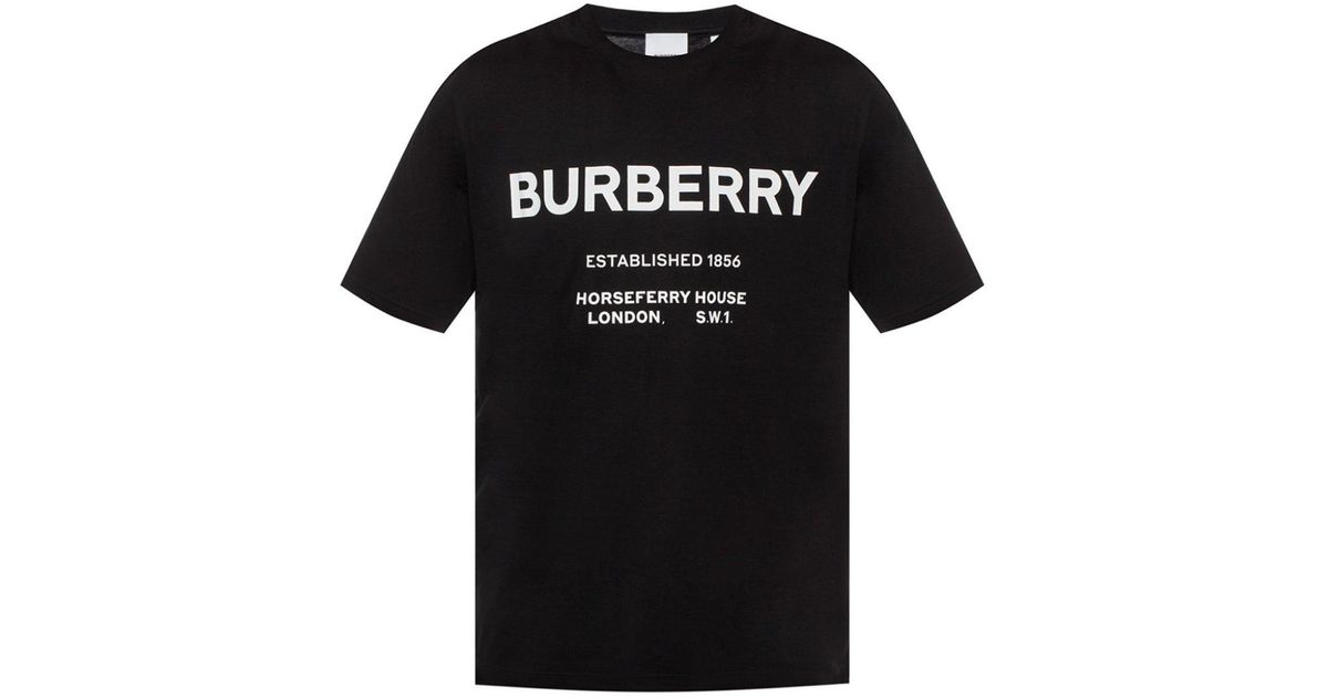 Burberry Black Cotton T-shirt for Men - Lyst