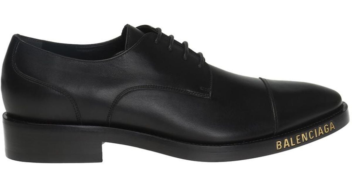 Balenciaga Leather Derby Shoes With Logo in Black for Men | Lyst