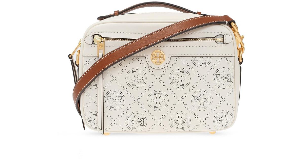 Tory Burch Leather 't Monogram' Shoulder Bag in Cream (Natural) - Lyst