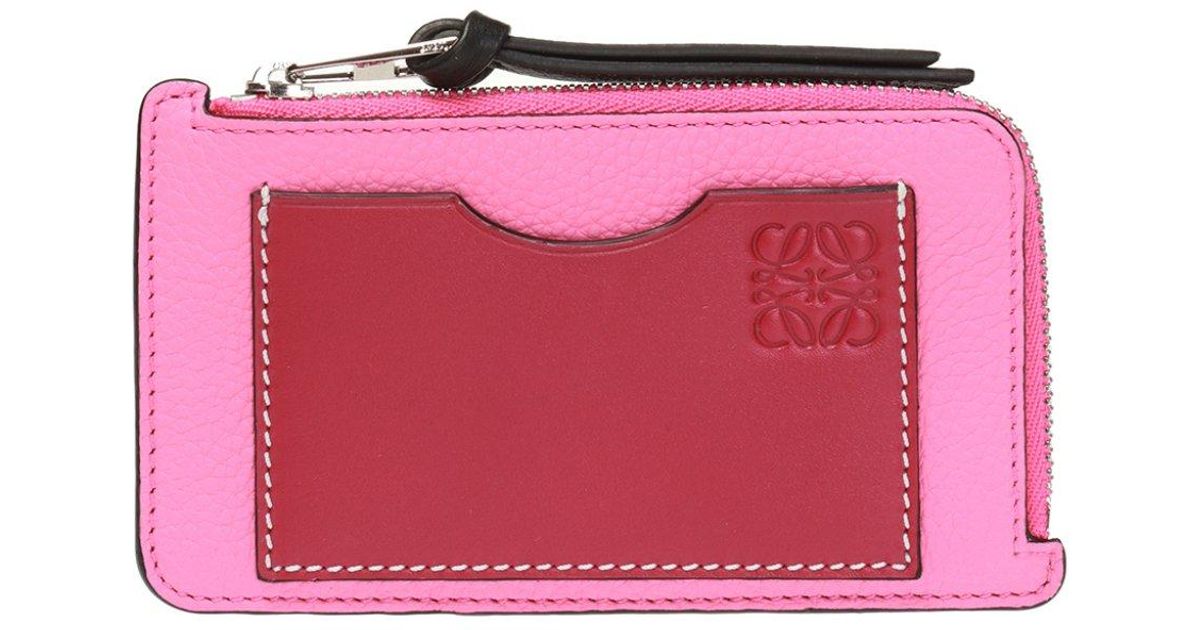 Loewe Leather Card Case With Logo in Pink - Lyst
