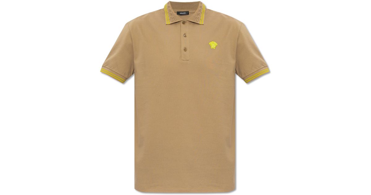 Versace Polo Shirt With Medusa Face in Natural Lyst